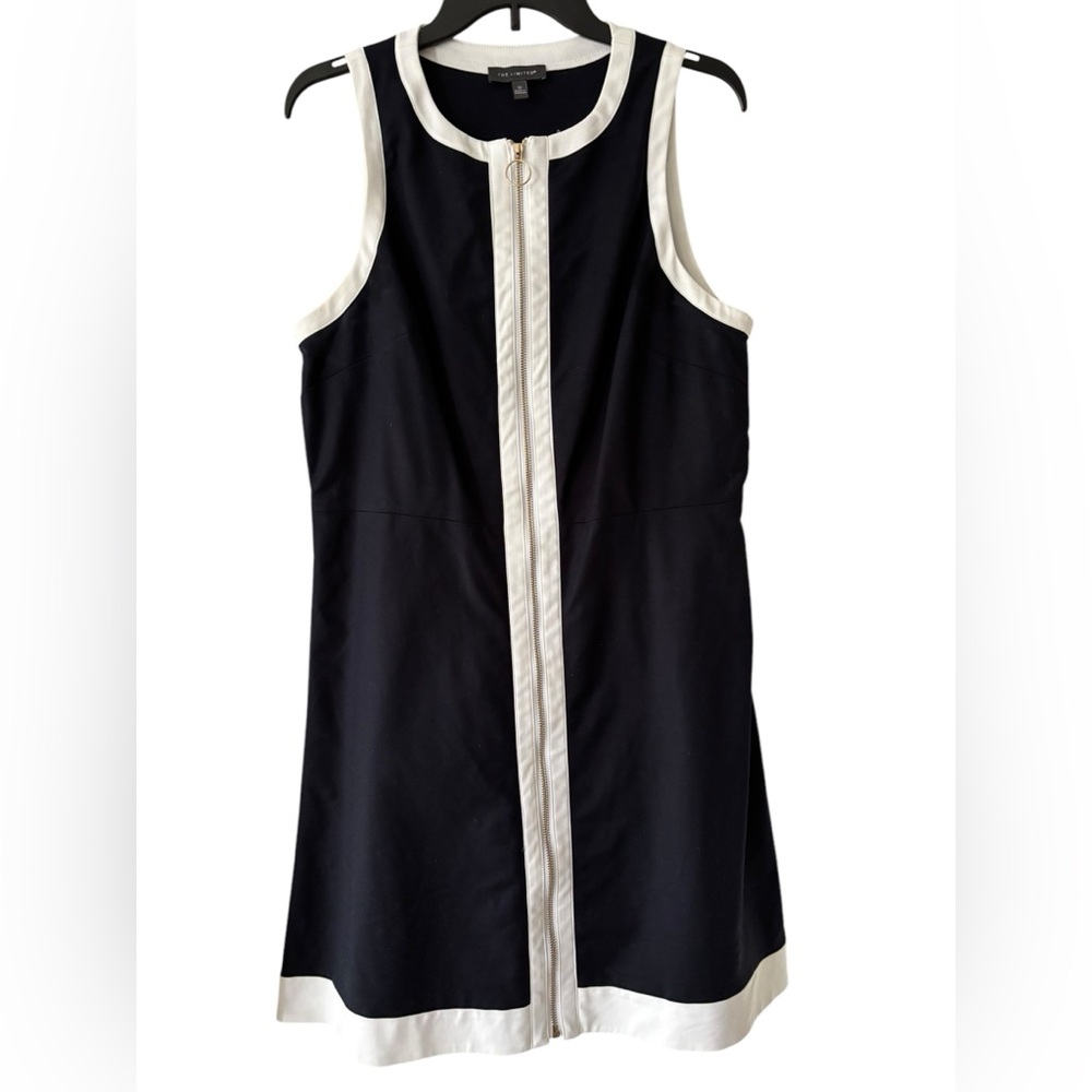 THE LIMITED Navy and White Sleeveless Zip Dress